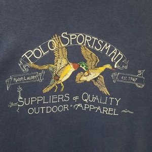 【レア　USA製　クリーニング済】　ラルフローレン　ポロスポーツマン　ralph lauren　polo sportsman　鴨柄　カモ　半袖　Tシャツ　XL　紺