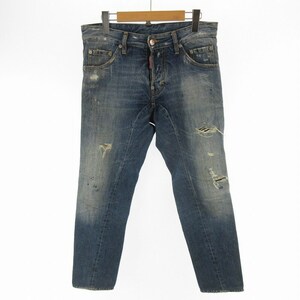 ディースクエアード DSQUARED2 デニムパンツ distressed jeans ジーンズ クラッシュ ダメージ ペイント加工 インディゴ 44 （株）スタッフ