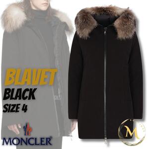 定価36万円!!【新品未使用タグ付き・本物保証】MONCLER BLAVET ブラベット フォックスファー ダウンジャケット TG4　ブラック色　黒色　XXL