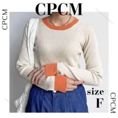 CPCM　シーピーシーエム　袖口配色リブインナー　ニット　細身シルエット