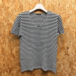 HARE ハレ Sサイズ メンズ Tシャツ 半袖 カットソー Uネック マリンボーダー ボックスカット 綿100% ホワイト×ブラック 白×黒