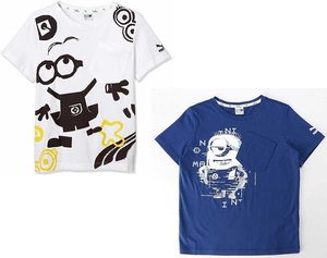 プーマ ミニオンズ コラボ キッズ 半袖Tシャツ 2枚セット 116 ホワイト ブルー Minions 子供用 男女兼用 ジュニア 