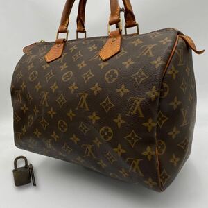 美品 LOUIS VUITTON ボストンバッグ モノグラム スピーディ30 M41526 ルイヴィトン TH0090 ハンドバッグ トラベル ブラウン PVC ヌメ革