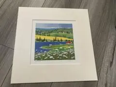 新品同様　イシヤママリオ　風景　シルクスクリーン　絵画　シリアル入