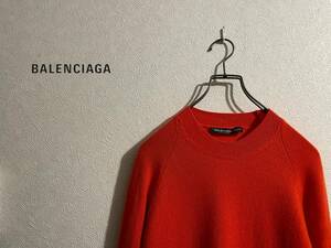 ◯ BALENCIAGA カシミア ラグラン ニット セーター / バレンシアガ クルーネック レッド 赤 36 Ladies #Sirchive