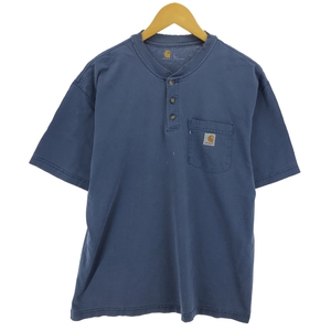 古着 カーハート Carhartt ヘンリーネック 半袖 ワンポイントロゴポケットTシャツ メンズL相当 /eaa432356