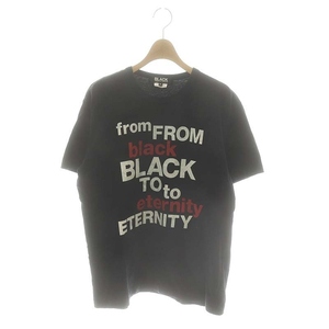 ブラックコムデギャルソン BLACK COMME des GARCONS AD2018 Tシャツ カットソー 半袖 プリント XL 黒 ブラック /ES ■OS レディース