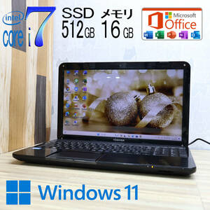 ★中古PC 最上級4コアi7！新品SSD512GB メモリ16GB★T552/58GB Core i7-3630QM Webカメラ Win11 MS Office2019 Home&Business★P70431