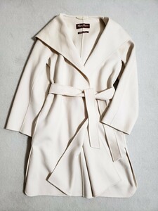 極美品 マックスマーラ ステュディオ MaxMara STUDIO クチートアマーノ ダブルフェイスコート ラップコート ウール ホワイト 白 40