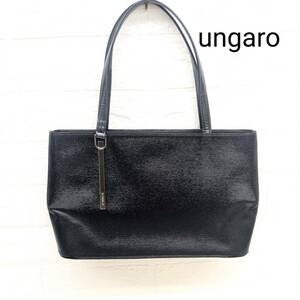 ウンガロ　ungaro ナイロン フォーマル ハンドバッグ 黒