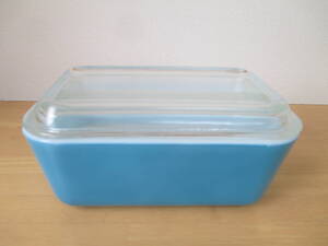 パイレックス　PYREX　レフリジレーター　ブルー　M　ガラス蓋付き　USAビンテージ 