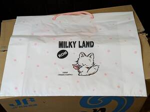 ◆大量◆約180枚 昭和レトロ ファンシー　MILKY LAND キツネ ナイロンバッグ 420×530㎜ ショッパー 手提げ袋 ギフト 販促 デッドストック