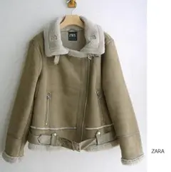 ザラ　ZARA　フェイクムートンライダースジャケット♪　大きいサイズXL