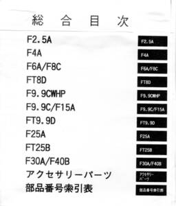 YAMAHA　ヤマハ ４サイクル船外機 F2,５A～F４０B ’０４ パーツカタログ 中古 　