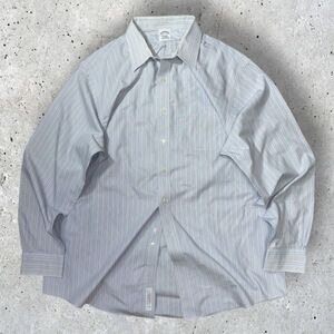 ★SUPIMA COTTON★NON-IRON★Brooks Brothers REGENT長袖シャツ size17 1/2-35(XL相当) スカイブルー系ストライプ柄 ブルックスブラザーズ