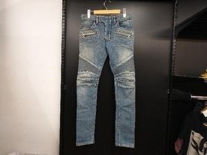 BALMAIN BIKER DENIM PANTS バルマン 蛇腹バイカーデニムパンツ 27 インディゴ S4HT551B658V 店舗受取可