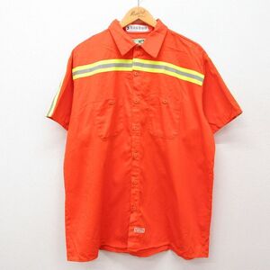 XL/古着 レッドキャップ 半袖 ワーク シャツ メンズ リフレクター 大きいサイズ コットン オレンジ 24aug03 中古 トップス