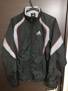 ADIDAS アディダス ウインドブレーカー ウォーマー 黒 Lサイズ　裏地フリース（USED）～サッカー、フットサル、スポーツ～