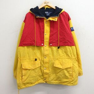 XL/古着 ラルフローレン 長袖 ブランド ジャケット パーカー メンズ 90s ポロハイテック 大きいサイズ コットン 黄他 イエロー 内側フ