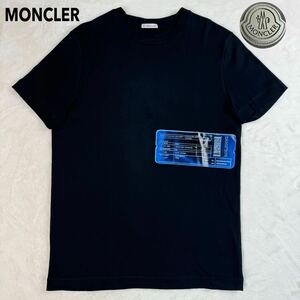 美品 正規品 MONCLER モンクレール MAGLIA 両面プリントTシャツ カットソー メンズ ブラック 黒 L