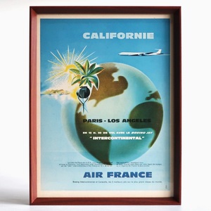 AIR FRANCE エールフランス 1960年 パリ ロス カリフォルニア フランス ヴィンテージ 広告 額装品 インテリア フレンチ ポスター 稀少