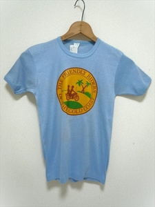 70’ｓ ビンテージ THE FRIENDLY RIDERS OF THE GOLD COAST Tシャツ Retreads XL Plus 半袖 USA製 水色 小さめ Sportique製 両面プリント