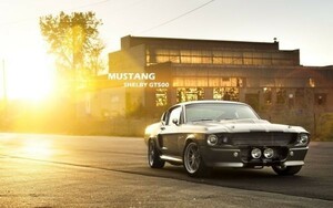 フォード シェルビー・マスタング GT500 夕陽 壁紙ポスター 特大ワイド版921×576mm（はがせるシール式）016W1