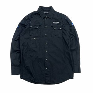 【L】USA 古着 クージー COOGI ワッペン 長袖シャツ ブラック L相当