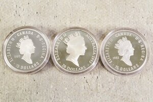 3枚セット オリンピック100年記念 大型銀貨 カナダ発行 15ドル 1992年 プルーフ 銀貨 硬貨 銀 シルバー