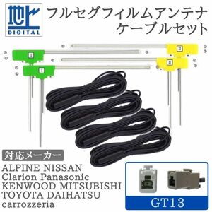 GT13 フルセグ アンテナセット 4ch アルパイン 日産 クラリオン パナソニック ケンウッド 三菱 トヨタ ダイハツ カロッツェリア【GT13-04】