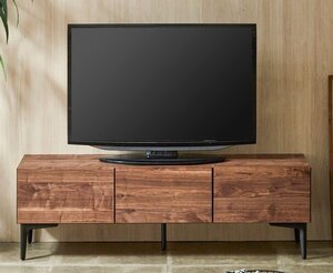 国産品 脚付き ローボード テレビボード 160センチ 引き出し付き　ウォールナット木目色 新居 ヴィンテージ調 スチール脚 北欧風