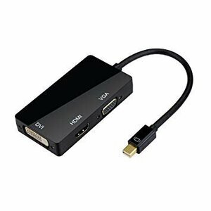 【vaps_4】Mini Displayport to DVI/VGA/HDMI 変換アダプター ブラック 送込