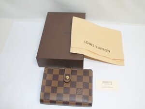 中古 美品 LOUIS VUITTON ポルトフォイユ ヴィエノワ N61674 ダミエ エベヌ 二つ折り がま口財布 メンズ レディース 男女兼用 ルイヴィトン