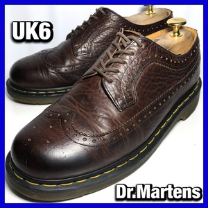 (保管037E) Dr.Martens UK6 メンズ 茶 ブラウン ウィングチップ ドクターマーチン 革靴 レザー シューズ カジュアル 本革 中古