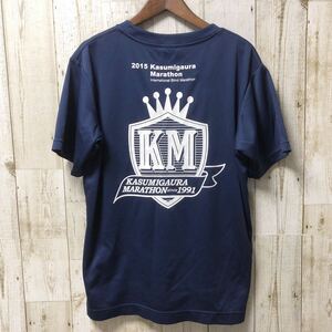 Mizuno ミズノ 霞ヶ浦マラソン 2015 半袖 Tシャツ 記念 Mサイズ ネイビー 紺色 ポリエステル