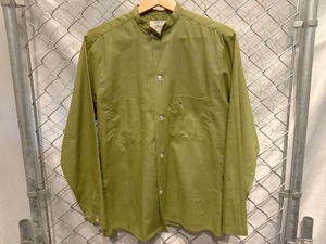 ARROW 60s Decton Perma Iron SHIRT GREEN アロー ノーカラー スタンド 長袖シャツ グリーン USA製 店舗受取可