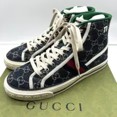 美品 GUCCI テニス 1977 ハイカットスニーカー デニム生地 24cm