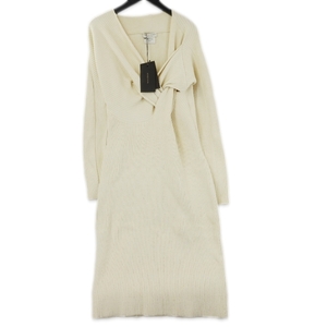 未使用 BOTTEGA VENETA ボッテガベネタ リブ ワンピース 607775 レディース 20SS midi dress シルク ニット アイボリー 42 70016541