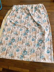 美品 高級遮光カーテン 210×178㎝×1枚 ブルー系 花柄