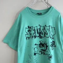 【ブルドッグ、ドラゴン】stussyアースカラーTシャツ古着ストリートM半袖