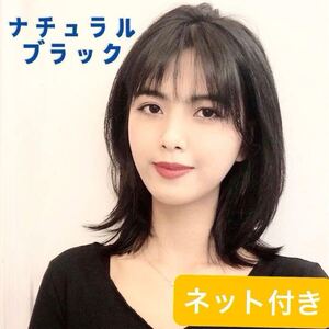 フルウィッグ ウルフ レイヤー レディース セミロング 黒 ストレート 医療用可愛い 自然 耐熱 ネット付き 焦げ茶 ブラウン系 梨花ウィッグ