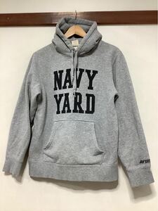 け1579 AVIREX アヴィレックス アビレックス Hoodie フーディ スウェットパーカ M グレー 裏起毛 NAVY YARD プルオーバー