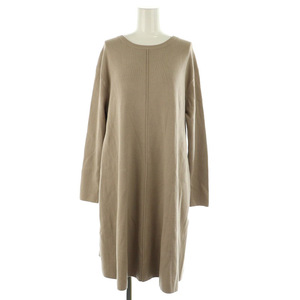 セルフォード CELFORD NEW Year Special Knit Dress バイカラーAラインニットワンピース ミニ 長袖 切替 36 グレージュ