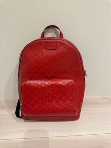 【中古】GUCCI グッチシマ バックパック レザー レッド 