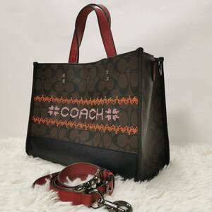 COACH コーチ C1527 シグネチャー PVC 2WAY ハンドバッグ ショルダーバッグ ブラウン