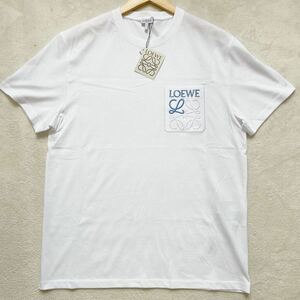 【未使用・現行タグ】 LOEWE ロエベ 23SS メンズ 半袖 Tシャツ トップス カットソー 平野紫耀着用モデル ポケット アナグラム ホワイト S