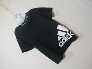 ssy5922 adidas アディダス 子供服 キッズ 半袖 Tシャツ ブラック ■ プリント ■ クルーネック 綿100 サイズ140