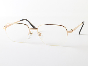E18567 美品 BURBERRY バーバリー メガネ 度入り 眼鏡 めがね ゴールド×ブラウン アイウェア Ti-P 2512 54□18-141