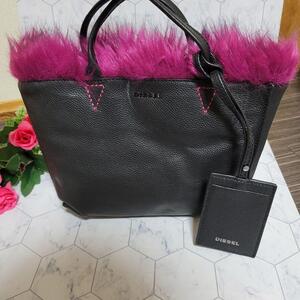 DIESEL　ファー×レザー　かわいい　ハンドバック　BAG トート　ポーチ