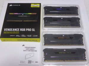 メモリ デスクトップ用 メモリ CORSAIR VENGEANCE RGB PRO SL DDR4-3200 PC4-25600 32GBx4枚合計128GB CMH128GX4M4E3200C16 起動確認済です